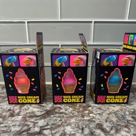 Needoh Ice Cream Cone Stress Squishy toys- set of three all new in box - Picture 2 of 3